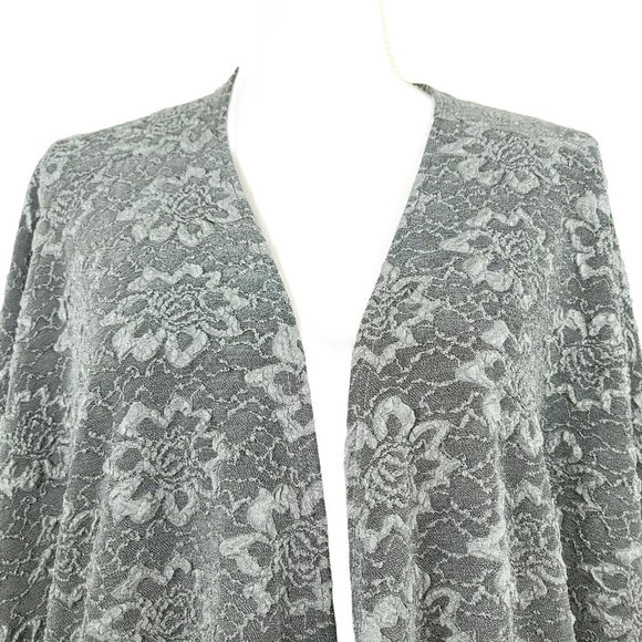 LuLaRoe Open Front 3/4 Sleeve Cardigan Sweater Womens Size L Grey Floral - Picture 5 of 15
